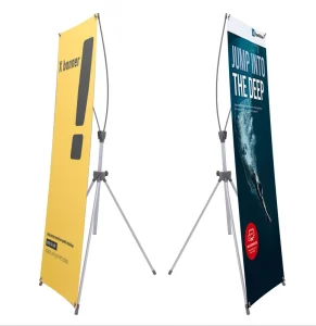 Adjustable Curved Aluminum X Frame Stand with Polyester Banner 60*160cm/80*180cm Weatherproof CMYK Digital Printing