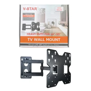 Adjustable Full-Motion Steel Wall-Mounted TV Bracket with 180-Degree Swivel for 14-55 Inch Flat Screens, 35kg Capacity