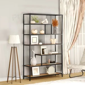 Adjustable-Height Freestanding Metal Display Shelf for Dining Room Storage