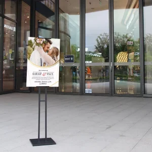 Adjustable Height KT Board Poster Stand, 200 cm Telescopic Floor Sign Holder with Weighted Base and Double Pole