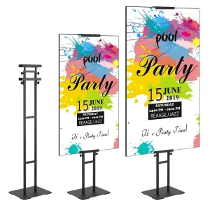 Adjustable Height up to 75-Inch Double-Sided Sign Holder with Shock-Absorbing Base Floor-Standing Metal Poster Stand