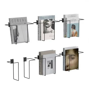 Adjustable Metal Slatwall-Mount Magazine Holder and Brochure Display Rack for Books, Magazines, and Brochures