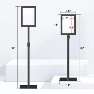 Adjustable Outdoor Sign Holder Stand with Base, 50 Inch Carbon Steel