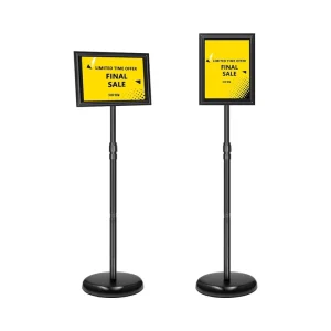 Adjustable Portable Metal Poster Stand Floor Sign Holder Black 180cm