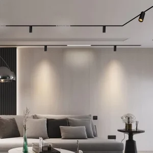 Adjustable Recessed Linear Moving Head 48V Magnetic Track Light System for Homes