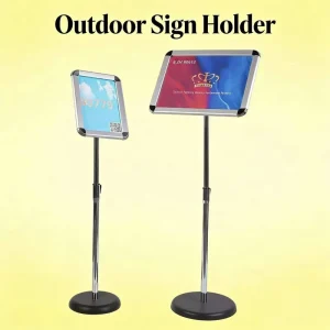 Adjustable Round Base Sign Stand with Transparent Acrylic Panel for Menus and Directions