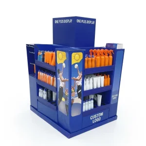 Advertising Foldable Air Freshener Product Shop Corrugated Cardboard Display Stand with 3 Shelves Freestanding for Towels