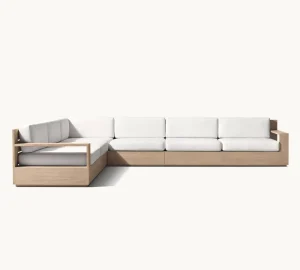 All Weather Comfortable Leisure Outdoor Teak L Shape Sofa Furniture Corner Modular Sectional Sofa Set Lounge