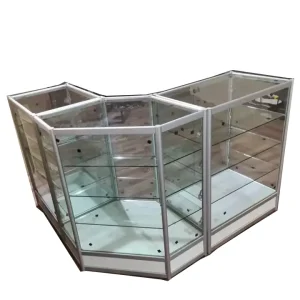 Aluminium Tempered Glass Mobile Phone Display Cabinet with LED Lighting for Retail Store Showroom Mall Use