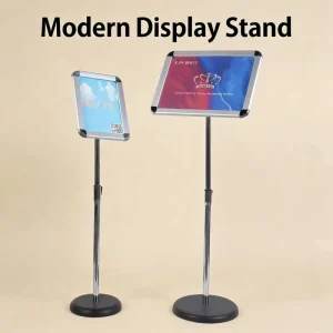 Aluminum A3 A4 Poster Sign Holder Floor Stand with Weighted Base for High-Traffic Areas