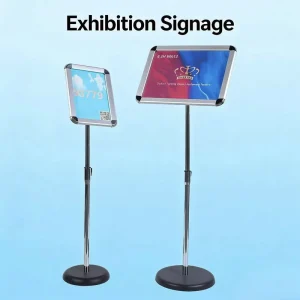 Aluminum A4 Signage Holder and Floor-Standing Display Stand for Hotel Information and Directions
