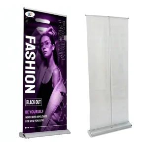 Aluminum Adjustable Stable Large Base Retractable Roll Banner Stand Tool Free Assembly Portable Pop Trade Show Display
