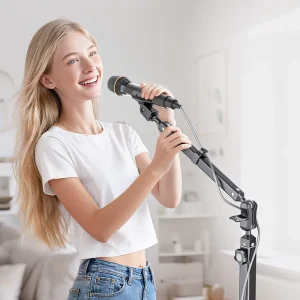 Aluminum Alloy 360-Degree Rotating Height-Adjustable Floor-Standing Microphone Stand for Stage and Audio