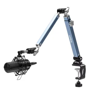 Aluminum Alloy Angle-Adjustable Audio Recording Microphone Stand with 360-Degree Rotation for Live Streaming