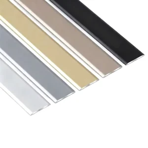 Aluminum Alloy Flat Edge Banding Strip Solid One Shaped Black White Silver Wall Floor Threshold Decorative Trim Tile Accessories