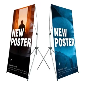 Aluminum Alloy Foldable Adjustable X Banner Stand with 2 Poster Displays