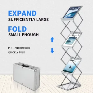 Aluminum Alloy Folding Magazine and Brochure Display Rack Made in China for Office Home Store Book Storage Stand