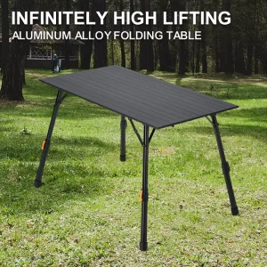 Aluminum Alloy Folding Table with Quick Open Design and Height Adjustable Feature for Camping and Outdoor Use