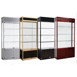 Aluminum Alloy Frame Tempered Glass LED Display Cabinet with Tiered Shelves