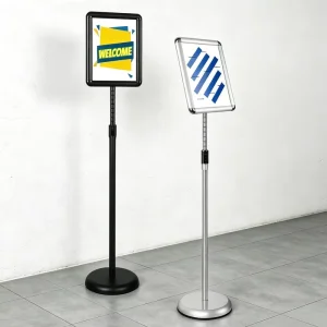 Aluminum Alloy Freestanding Adjustable Pedestal Sign Stand Portable Poster Stand for Exhibitions and Displays