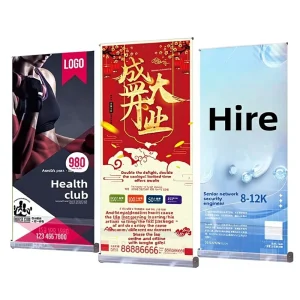 Aluminum Alloy Portable Lightweight Adjustable Roll Up Telescoping Banner Stand for Conferences Weddings Events
