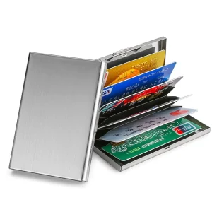 Aluminum Antimagnetic Metal Credit Card and Business Card Holder Organizer Wallet for Men and Women