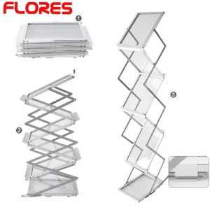 Aluminum Brochure Holder Floor Display Rack for Stores