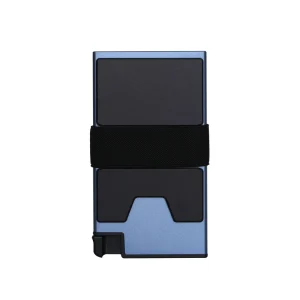 Aluminum Business Card Holder Slim Minimalist Elastic Wallet with Money Strap and for up Function