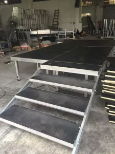 Aluminum Concert Stage Platform with Black Anti-Slip Plywood, Portable and Height Adjustable