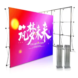 Aluminum Folding 8’Wx8’H Event Pop Up Back Wall Stand PVC Fabric Pop Up Exhibit Trade Show Display Stand Banner