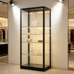 Aluminum Frame Glass Corner Display Cabinet for Living Rooms