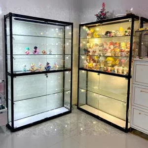 Aluminum Frame Glass Showcase, Curio and Trophy Display Cabinet