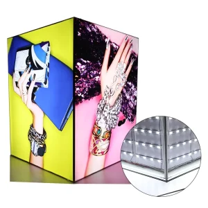 Aluminum Frameless Backlit Display Column or Pillar Fabric Curved Two Side Hanging Light Box 6 Meters