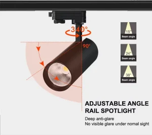 Aluminum LED Track Spotlight with Adjustable CRI Brightness and CCT for European Projects