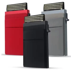 Aluminum RFID Blocking Card Holder with Coin Holder Ultra Slim RFID Blocking Credit Card Holder Pop up Wallet for Men and Women