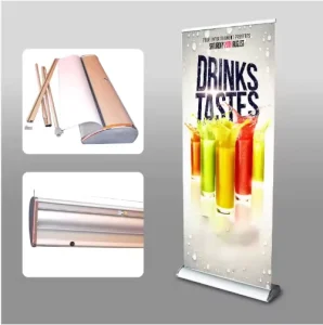 Aluminum Retractable Roll-Up Banner Stand 80x200cm Lightweight Portable Outdoor Advertising Display