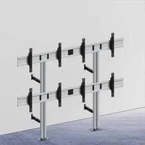 Aluminum Steel Mobile LCD TV Cart Floor Stand with Bracket 4-Screen 30-55 Inch VESA 600×400 (FW2*2)
