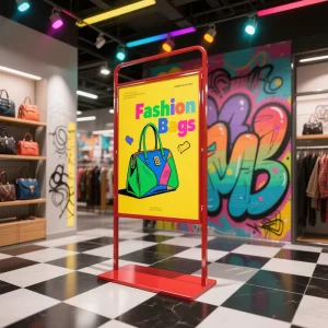 Aluminum Tripod Poster Stand Custom Floor Standing for Shops