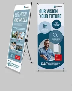 Aluminum Vertical Floor-Standing Folding X Display Stand with Digital Printing for Weddings and Events