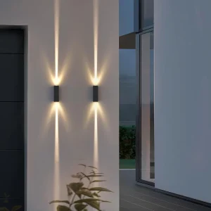 Aluminum Waterproof Outdoor Wall Lights Modern Porch Lantern Spotlights 3000K 6W Black Exterior Wall Sconces Up/Down