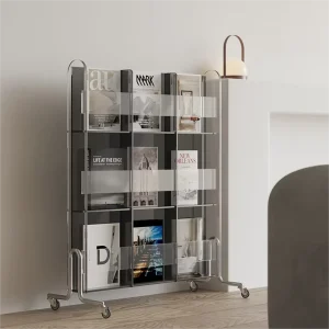 Aluminum and Acrylic Metal Display Rack with Steel Structure for Magazines and Trade Shows