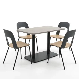 Aluminum and Steel Restaurant Dining Table and Chair Set