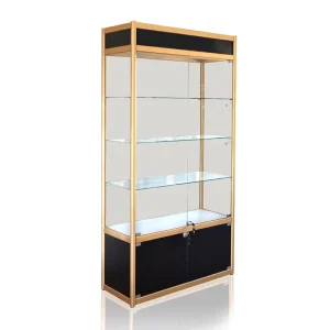 Aluminum and Wood LED Glass Display Cabinet for Shopping Malls