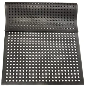 Anti Oil Anti Slip Black Customized Rubber Floor Mat with Holes Drainage for Kitchen Workshop Farm Snowfield