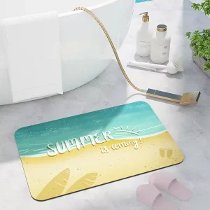Anti-Slip Abstract Bath Mat and Entrance Doormat PET-Friendly Large Area Rug
