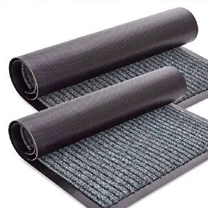 Anti-Slip Double Stripe Polyester Door Floor Mat with TPE Rubber Backing