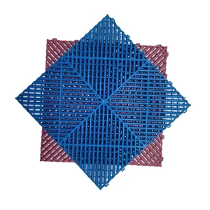 Anti-Slip Interlocking PP Garage Floor Tiles with Hollow Drainage for Car Wash