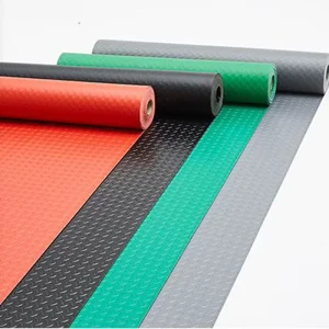 Anti-Slip Waterproof PVC Floor Mat with Modern Square Woven Design for Office, Home, Hotel, Garage, and Door Use