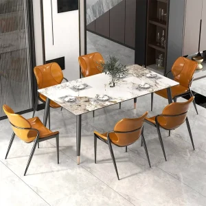 Antique Traditional White Dining Room Table and 6-Chair Set