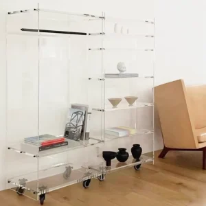 Assemblable Acrylic Multi-Layer Clothing Rack and Wine Cabinet with Wheels